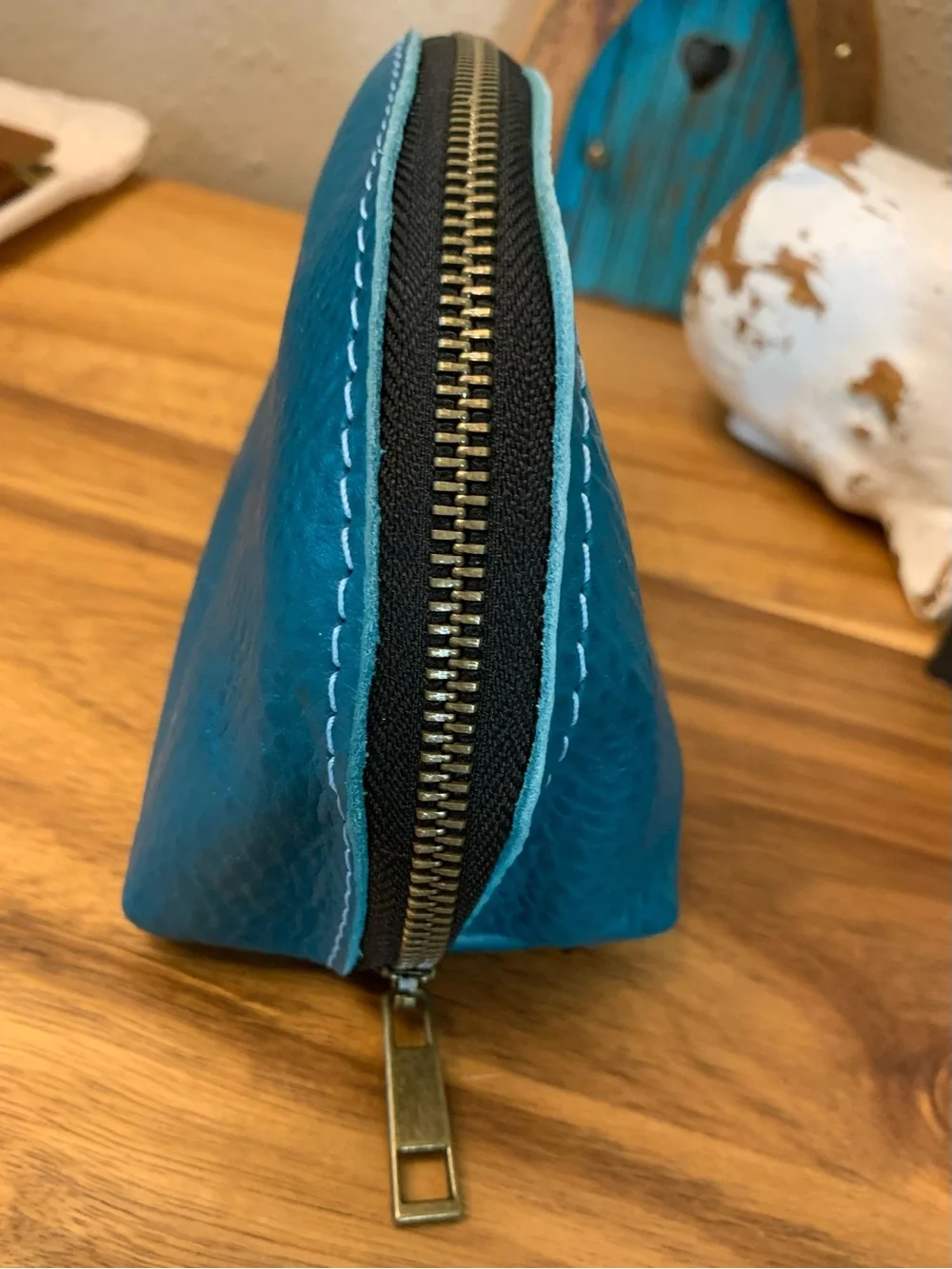 Turquoise, Leather Empanada Pouch